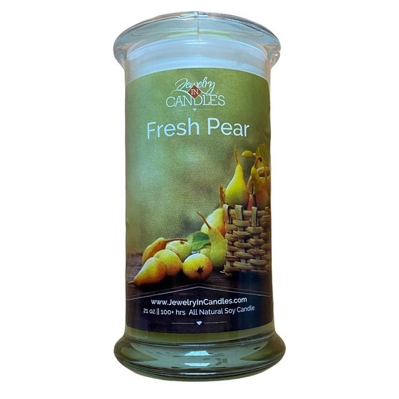 Jewelry in Candles JIC Fresh Pear Natural Soy Candle Size 6 Ring – New - Picture 1 of 4